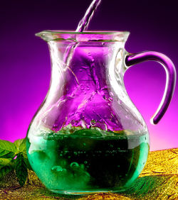 Close-up of drink in glass jar