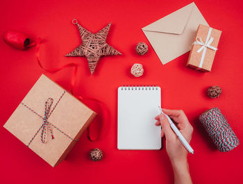 High angle view of christmas decoration