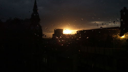 Close-up of wet rainy season at night