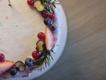 High angle view of fruits on table