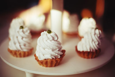 Close-up of cupcakes on plate