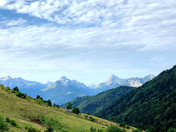 Scenic view of landscape against sky - la tournette