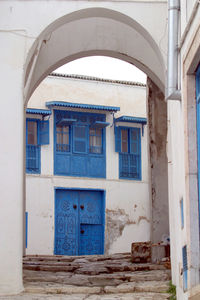 Closed door of building