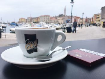 Close-up of coffee on table