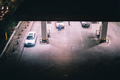 High angle view of cars on road