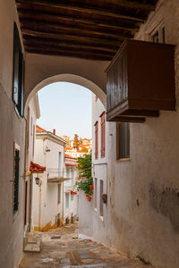 Street in the old town of skopelos, greece.