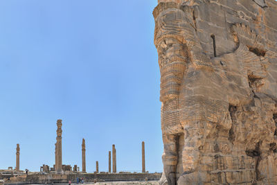 Low angle view of historical building against clear sky