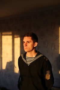 A young cadet in a naval uniform. portrait. sailor. high quality photo