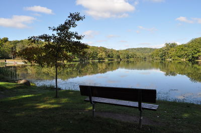 Scenic view of lake against sky