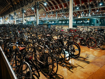 Bicycles parked in parking lot