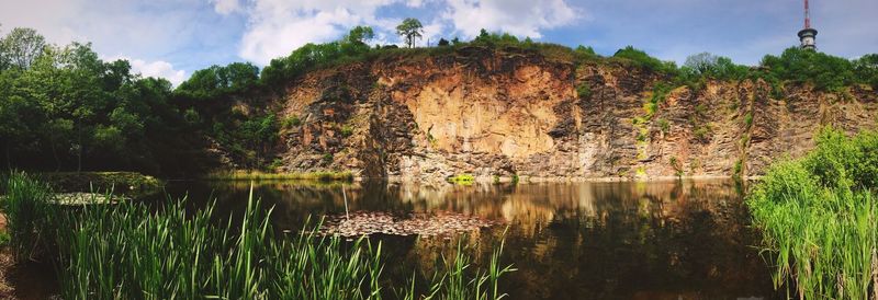 Scenic view of lake against sky