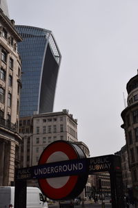 Low angle view of buildings against clear sky