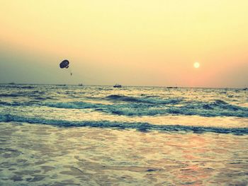 Scenic view of sea at sunset