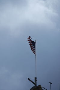 Low angle view of crane against the sky