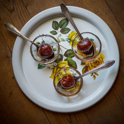 Directly above shot of food in plate