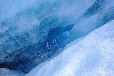 High angle view of canal amidst glacier