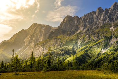 Scenic view of mountains against sky