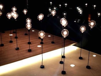 Low angle view of illuminated electric lamp