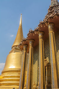 Low angle view of temple against building