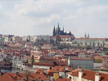 Aerial view of townscape against sky