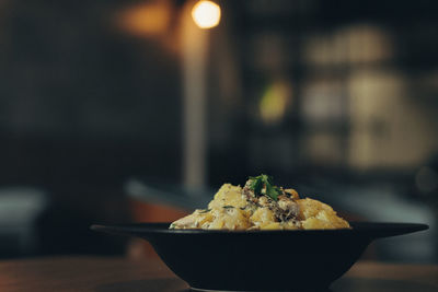 Close-up of food in bowl on table