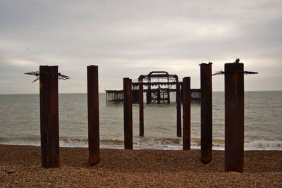 View of pier on beach