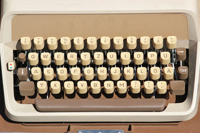 High angle view of typewriter