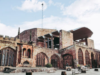 Low angle view of old building against sky