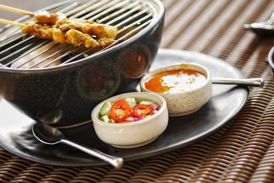 Close-up of food served in plate