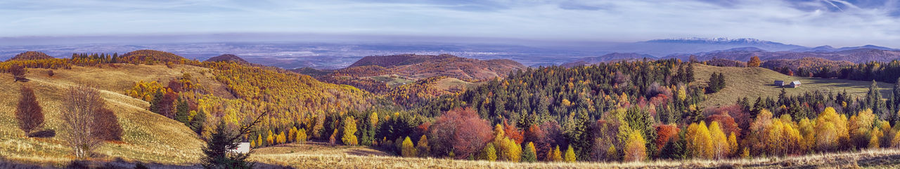 Hills in the fall season, fantanele village, sibiu county, cindrel mountains, 1100m, romania