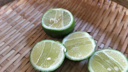 High angle view of lemon on table