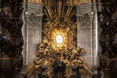 Low angle view of chandelier in building