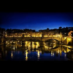 Bridge over river at night