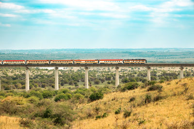 High angle view of bridge against sky
