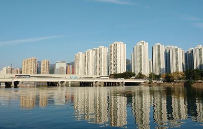 Reflection of buildings in water