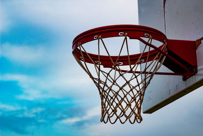 Low angle view of basketball hoop against sky