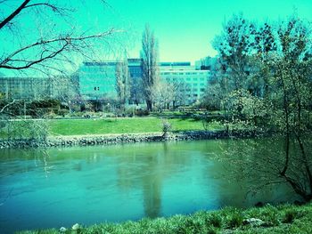 Reflection of buildings in water