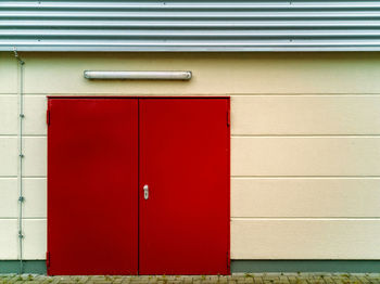 Closed door of building