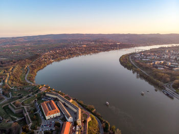 High angle view of townscape against sky