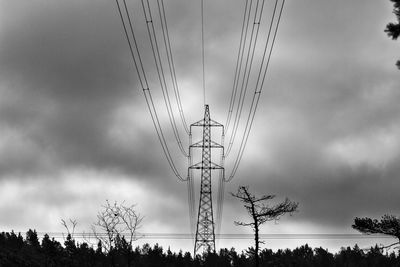 Low angle view of power lines against sky