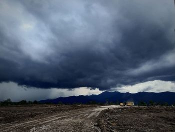 Scenic view of landscape against cloudy sky