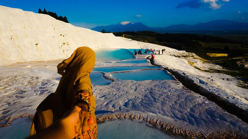 Scenic view of snow covered mountain