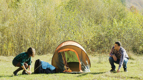 People in tent
