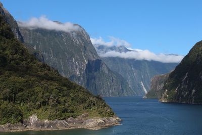 Scenic view of sea and mountains