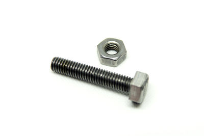 High angle view of machine part against white background