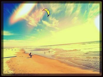 Person jumping on beach