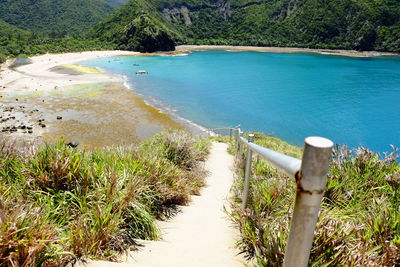 High angle view of beach against sky