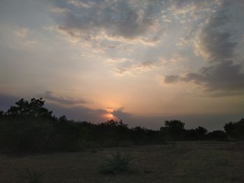 Scenic view of field against sky during sunset