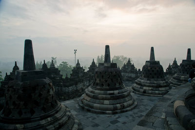 Borobudur temple against sky during sunrise