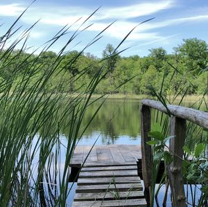 Scenic view of lake against sky